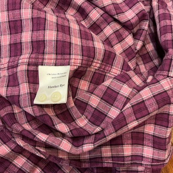 Hawker Rye Mens Slim Fit Stretch Button Down Shirt Purple Pink Plaid Long Sleeve - Picture 7 of 13